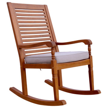 Nantucket Rocking Chair, Natural Colour Stain With Gray Cushion