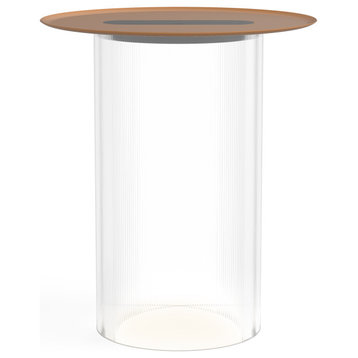 Pablo Designs Carousel Floor Lamp/Side Table, Clear/Terracotta