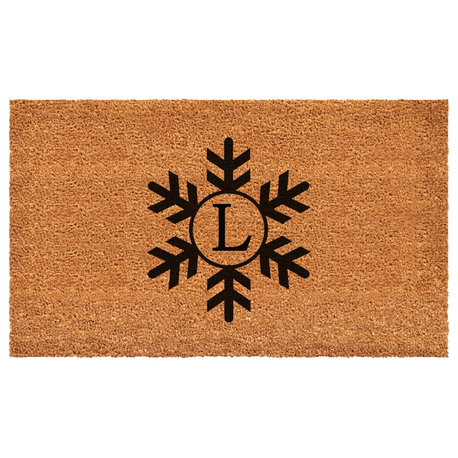 Calloway Mills Snowflake Monogram Doormat, 36"x72", Letter L