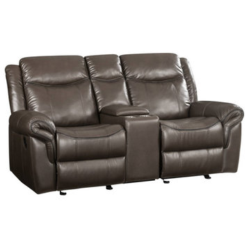 ACME Lydia Motion Loveseat with Console and USB Port in Brown Leather Aire