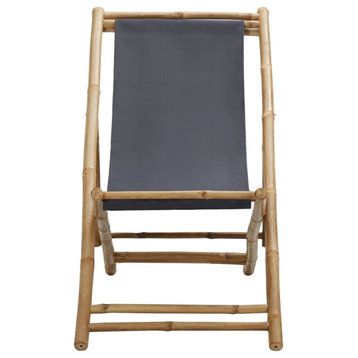 Vidaxl Deck Chair Bamboo and Canvas Dark Gray