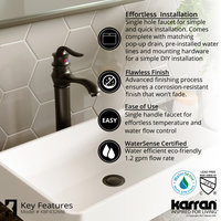 Karran KBF432 1-Hole 1-Handle Vessel Faucet With Pop-up Drain, Matte Black
