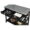 Convenience Concepts French Country Stainless Steel Top Kitchen Cart- Black Wood