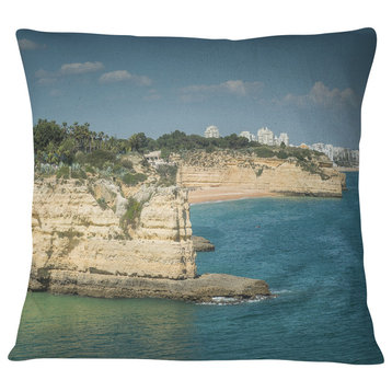 Armacao de Pera Algarve Beach Seascape Throw Pillow, 18"x18"