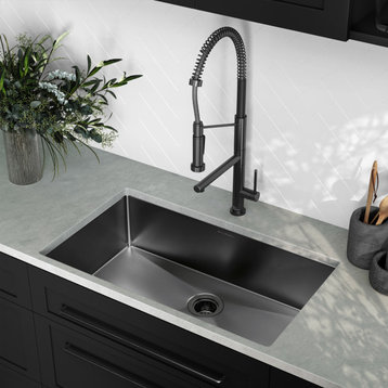Rivage 32"x19" Stainless Steel, Single Basin, Undermount Kitchen Sink, Black