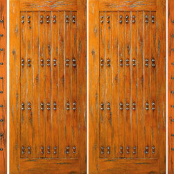 Double Door with Two Sidelites Entry Prehung Knotty Alder - Front Doors