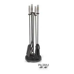 2400 Series Tools in Matte Black with Vintage Iron Steel Barrel Handles - Fireplace Accessories