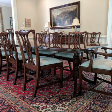 Cathedral Mahogany Table with Straight Leg Chippendale Chairs