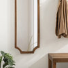Farmhouse Wall Mirror, Wooden Frame With Scalloped Shaped, Rustic Brown