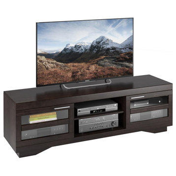 Catania Modern Espresso Black Wood Veneer TV Stand - For TVs up to 85"