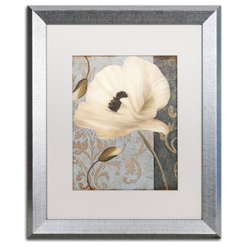 Color Bakery 'Poppy Brocade II' Art, Silver Frame, White Matte, 16"x20"