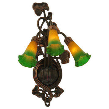 10.5W Amber/Green Pond Lily 3 LT Wall Sconce