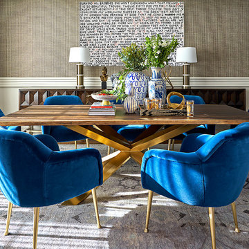 Blue Upholstered Dining Room Chairs