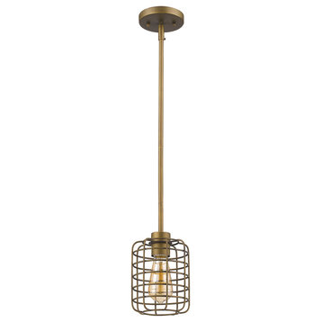 Acclaim Lighting IN21331 Lynden 1 Light 6"W Cage Mini Pendant - Raw Brass