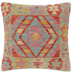 Bareens Designer Rugs - Bohemian Turkish Tucker Hand Woven Kilim Pillow - Embellish your home with this timeless casual chic handmade Southwestern Kilim throw pillow covers made with wool and cotton. Constructed on a loom by Nomad Turkman people with hand spun wool and Natural Vegetable dyes these beautiful Kilim pillow covers are known for their beautiful repetitive geometrical, naturalistic floral and traditional patterns yet still giving it a moden look. Masterfully artisan-crafted on traditional Kilim looms with a contemporary fashion palette producing bold intricate sharp patterns making them a standout piece in any decor.