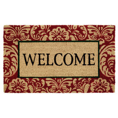 A1HC Floral Border Rubber and Coir Large Outdoor Durable Monogrammed M  Doormat, 23X38, Black 