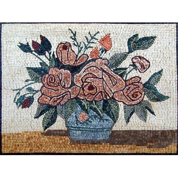 Mosaic Artwork, Pink Roses, 31"x41"