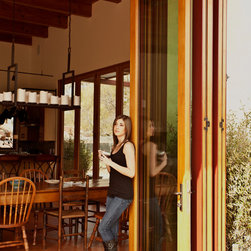 Custom Red Five-Panel Bi-Fold - Patio Doors
