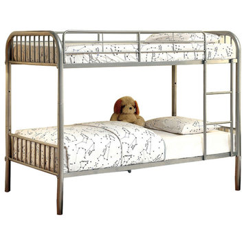 Metal Twin Bunk Bed, Silver