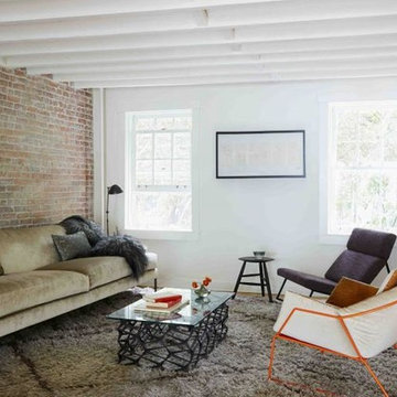 The old beams were painted white