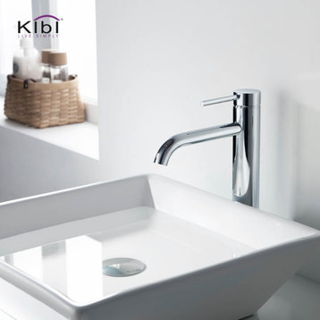 Circular Brass Single Handle Bathroom Faucet KBF1009, Chrome, With Drain