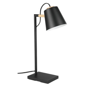 Lacey Table Lamp, Structured Black Finish, Black and White Shade