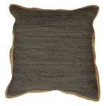 LR Home - Solid Anthracite Gray Jute Bordered Throw Pillow - Designed to stand alone or layer with other accents, the Riley throw pillow brings a new dimension of style to your space. This versatile accent merges well with multiple home décor styles from boho to modern to coastal to country chic. The natural jute trimmed border and classic solid cotton center combine to be a textured treasure with a pop of color. Crafted with care in India, each accent pillow is unique with its very own individuality.