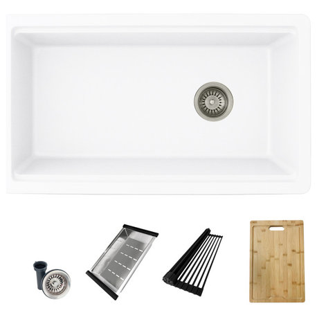 DualMount 32" Workstation SingleBowl White Granite Kitchen Sink