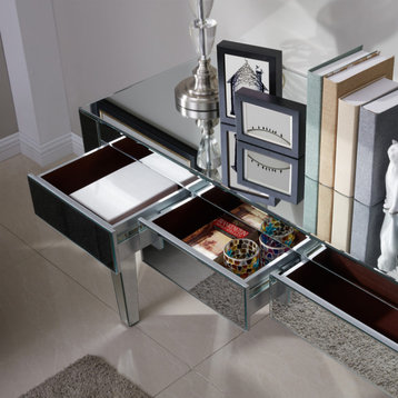 Waxholme Mirrored Desk, Glam, Silver