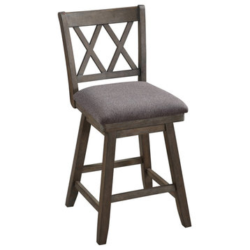 Trent Home Traditional 24" Swivel Solid Wood Counter Stool in Distressed Walnut