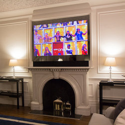 75" Bespoke TV Mirror Frame with Acoustic Material to incorporate a soundbar - Living Room Furniture