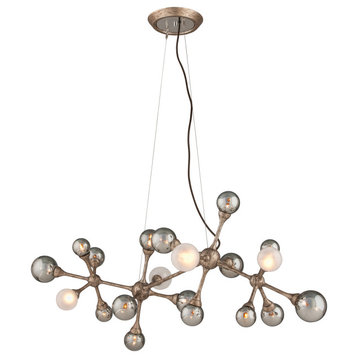 Element, 20-Light Pendant Vienna Bronze Finish, Smoked And Frosted White Balls