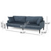 Daniel Contemporary 3-Seater Fabric Sofa With Accent Pillows, Charcoal/Black