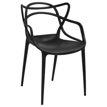 Mod Made Modern Plastic Loop Dining Side Chair, Set of 4, Black