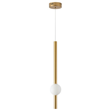 D3.94'' Gold Single Pendant Light with a White Acrylic Shade