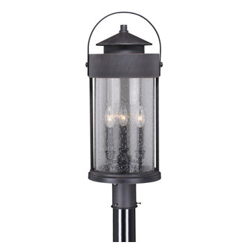 Cumberland 3L Dusk to Dawn Bronze Rustic Outdoor Post Light Clear Glass