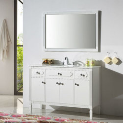 Abel 48 inch White Finish Bathroom Vanity Artificial Stone Top - Bathroom Vanities And Sink Consoles