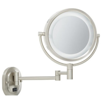 Jerdon HL65ND Hard-Wired 8-Inch Two-Sided Swivel Halo Lighted Wall Mount Mirror,