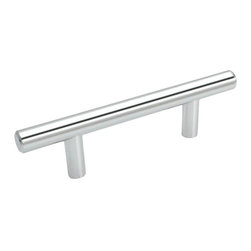 Cosmas - Cosmas 305-030CH Polished Chrome 3&rdquo; CTC (76mm) Euro Bar Pull [25-PACK] - Cabinet And Drawer Handle Pulls