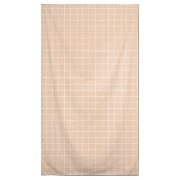 Peach And White Grid 58 x 102 Outdoor Tablecloth
