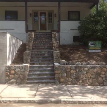 Natural Stone Front Entry: Retaining Wall & Steps