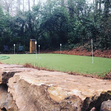 Boulder Wall, Terraced Lawn, and Putting Green