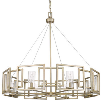 Golden Lighting 6068-8 WG Marco 8 Light Chandelier, White Gold With Clear Glass