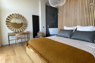 パリにあるコンテンポラリースタイルのおしゃれな寝室のインテリア