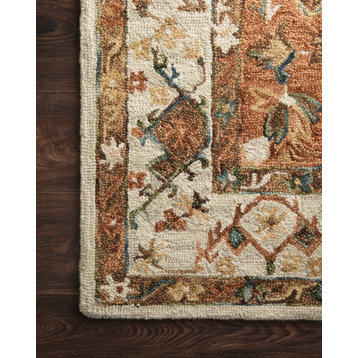 Wool Hooked Beatty Area Rug by Loloi II, Ivory/Rust, 5'x7'6"
