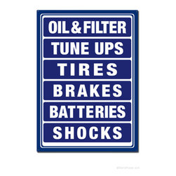 The Blue Auto Shop Services Metal Sign | Automotive Tin Signs | RetroPlanet.com - Novelty Signs