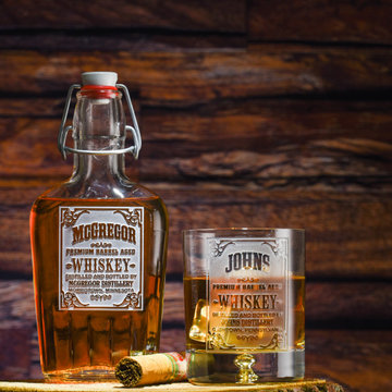 Custom Engraved Barware Glasses, Personalized Home Bar Glassware