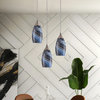Modern Marble Art Glass Pendant Light With Brushed Nickel Finished, Blue