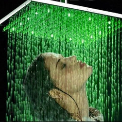 16" Solid Brass Color Changing Square LED Rain Shower Head - Showerheads And Body Sprays