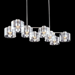 Sonneman Transparence 8-Light 17" Rectangle Pendant in Chrome Finish - Pendant Lighting
